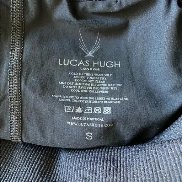 NWOT Lucas Hugh Technical Knit Stardust Capri Leggings - Black Multi S - Picture 5 of 6